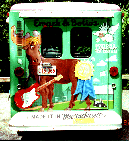 Stoney rocks Fenway Park after winning the award for Best Ice Cream In Boston. Check out Ben & Jerry's cow!